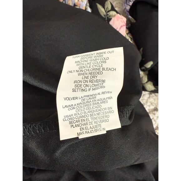 NEW Rewind Size M Dark Floral Boho Keyhole Mini Summer Dress Black Long Sleeve - Picture 10 of 11